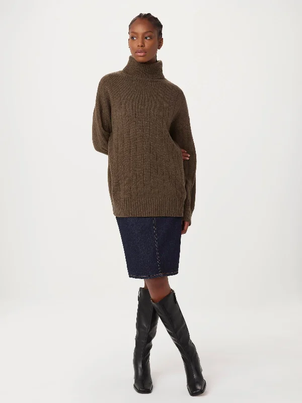 Stylish Women's Clothing The Lambswool Turtleneck Sweater in Chocolate Brown