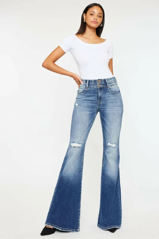 Sale Clearance Kancan High Rise Wide Waistband Flare Jeans