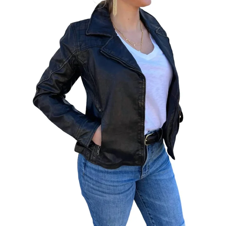 Women's Holiday Clothing Berina Leather Jacket In Black