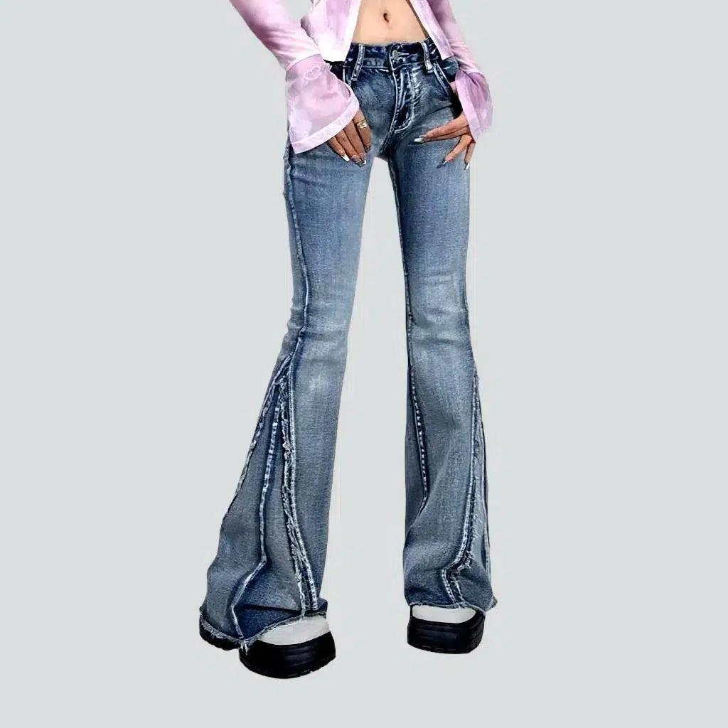 Women's Outfit Patchwork women's hem jeans