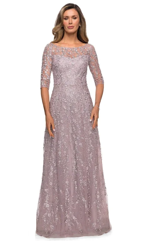 Holiday Gift Guide Sale La Femme 27981SC - A-Line Floral Embroidered Formal Dress