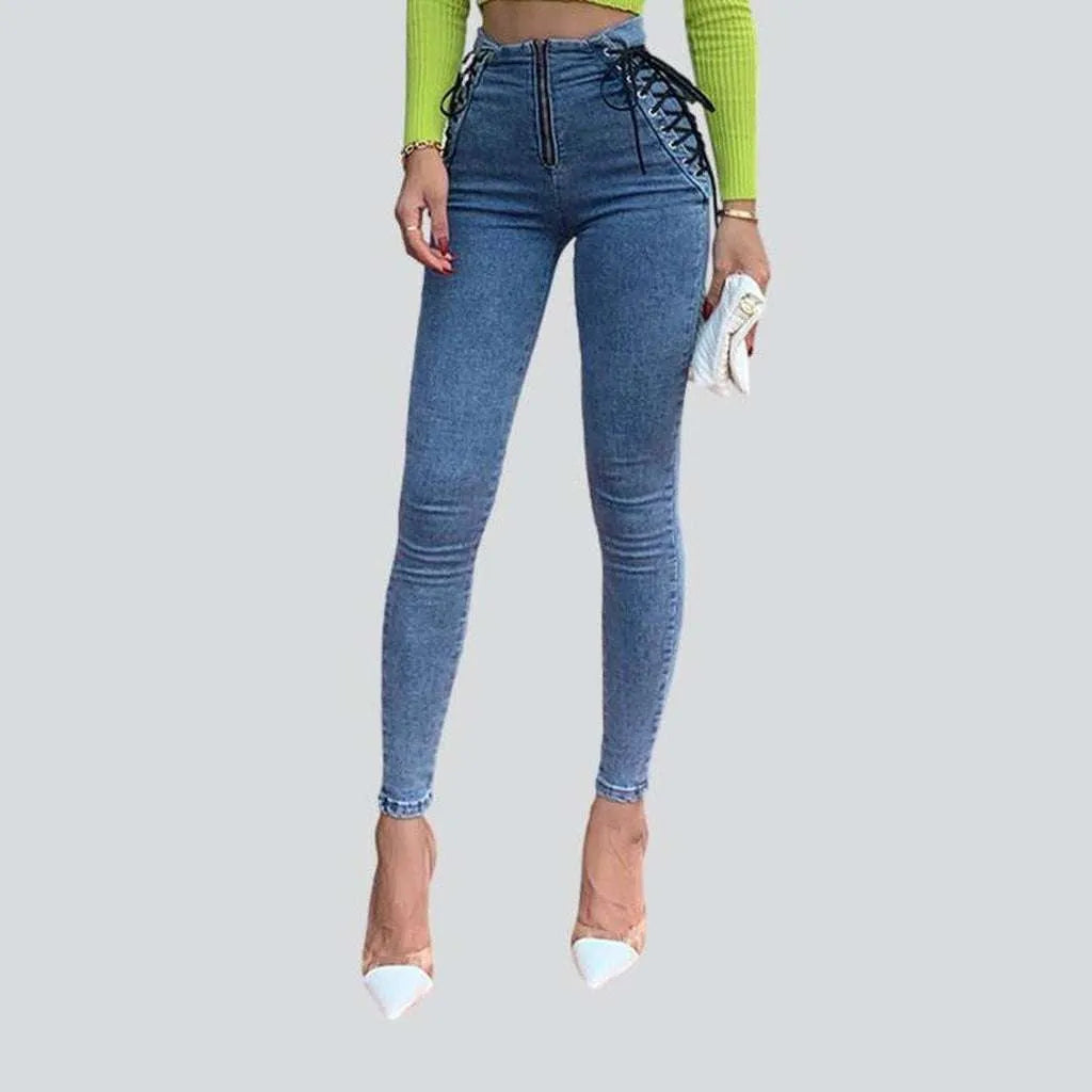 Elegant Women's Clothing Women's skinny jeans with drawstrings