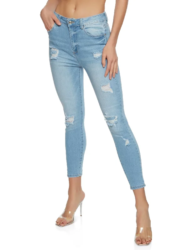 High Street Women's Fashion for Trendy Shoppers WAX Distressed High Waisted Jeans