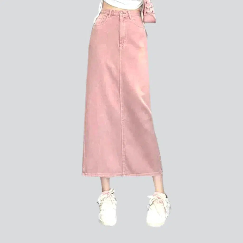 Vintage-Inspired Garments High-waist long jean skirt
 for ladies