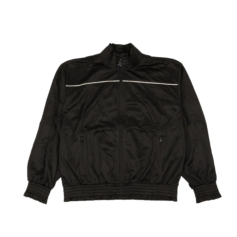 Stylish Outerwear Clothing For Women Opening Ceremony Ruffle Smocked Track Jacket - Black