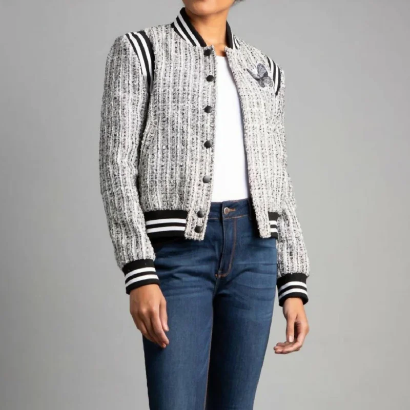 Women's Plus-Size Apparel Salt & Peppa Tweed Bomber In Bkw