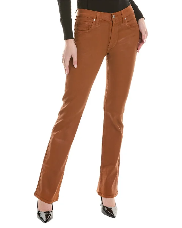 Women's Elegant Formal Outfit HUDSON Jeans Barbara Caramel Café High-Rise Baby Bootcut Jean