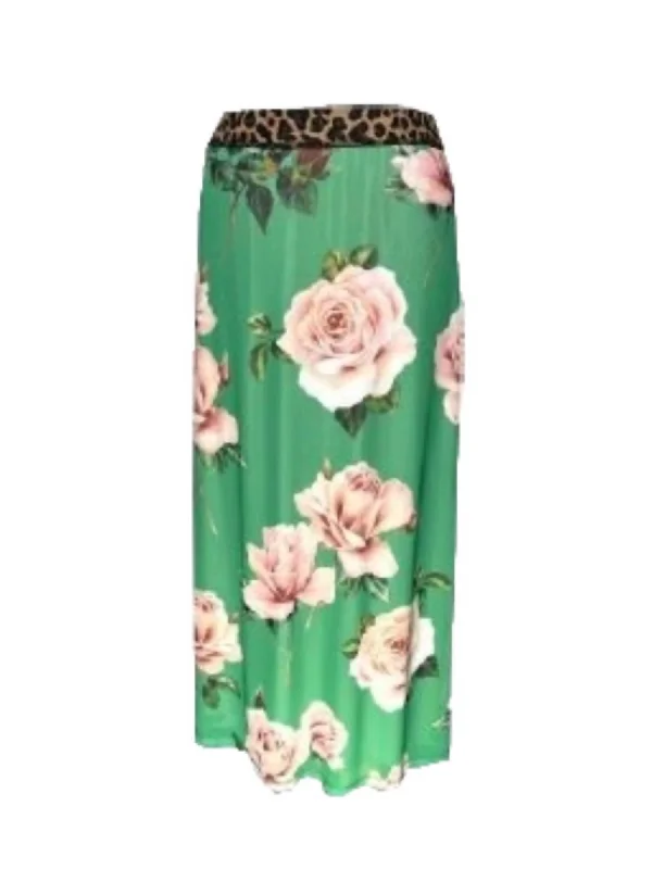 Modern Women's Wardrobe Essentials Garden Rose Maxi Skirt In Green