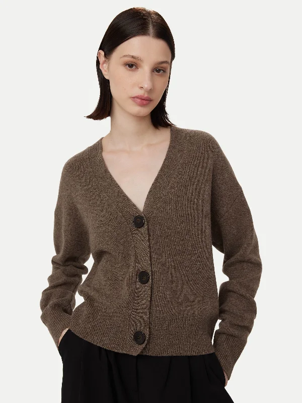 Women's Relaxed Clothes The Yak Wool Cardigan in Dark Taupe