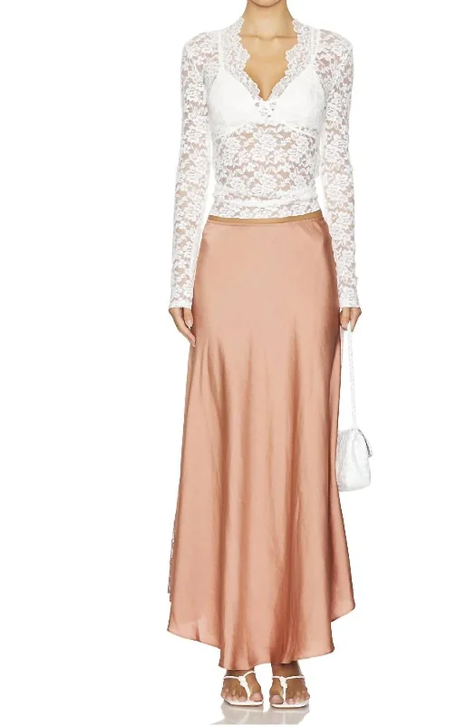 Trendy Outfits For Ladies Make You Mine 1/2 Slip Maxi Skirt In Cafe Latte