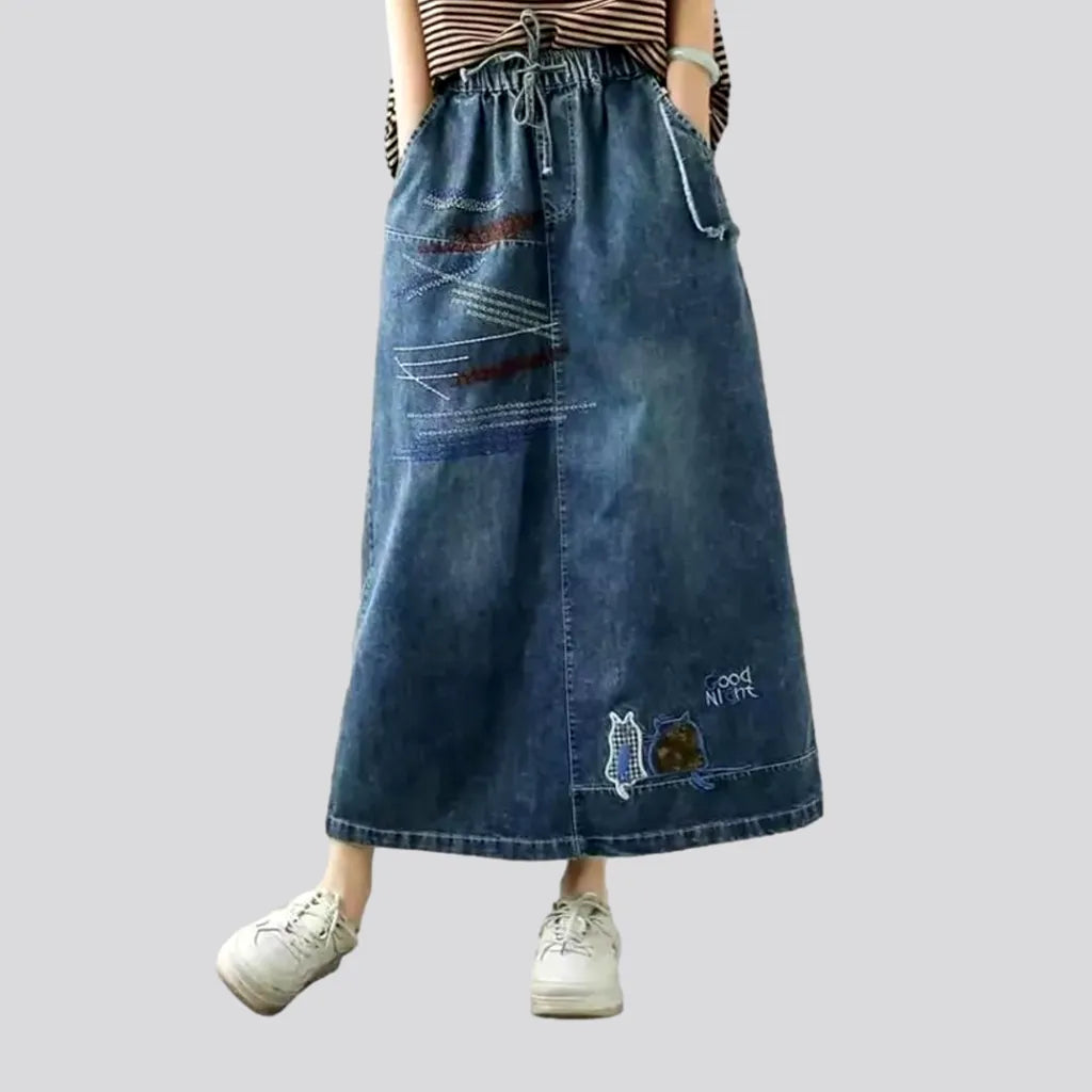 Women's Formal Event Outfit Boho denim skirt
 for women