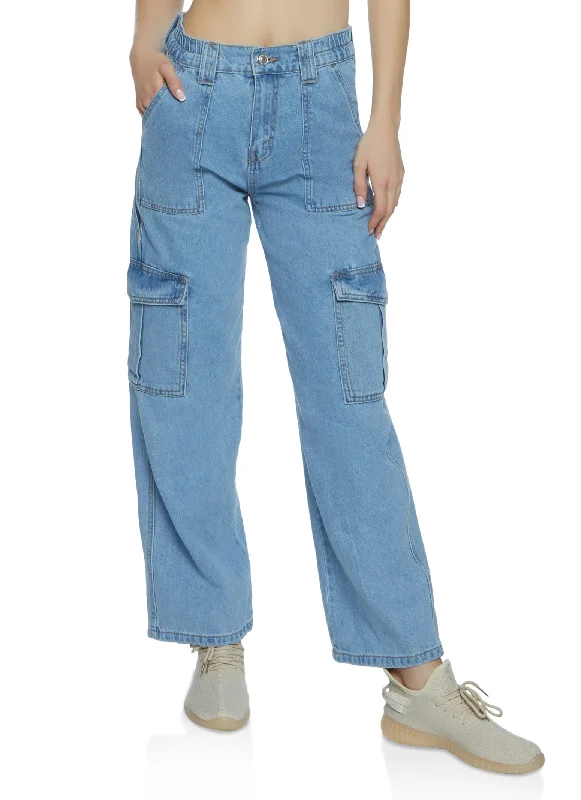 Seasonal Women's Fashion Trends WAX Wide Leg Cargo Jeans