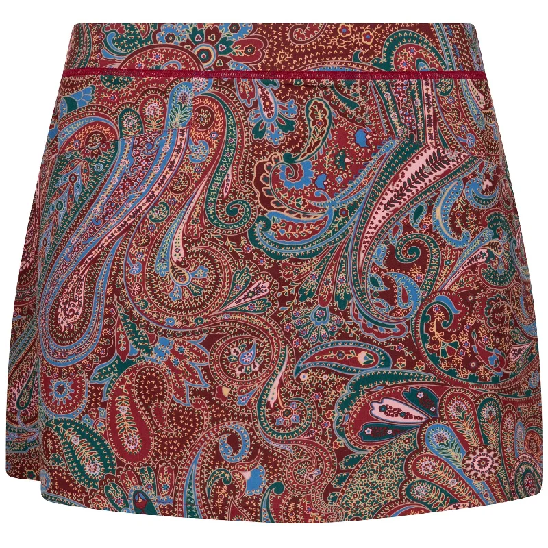 Summer Sale Womens Paisley Pleated Four-Way-Stretch Skort Ancient Madder Paisley - SS24