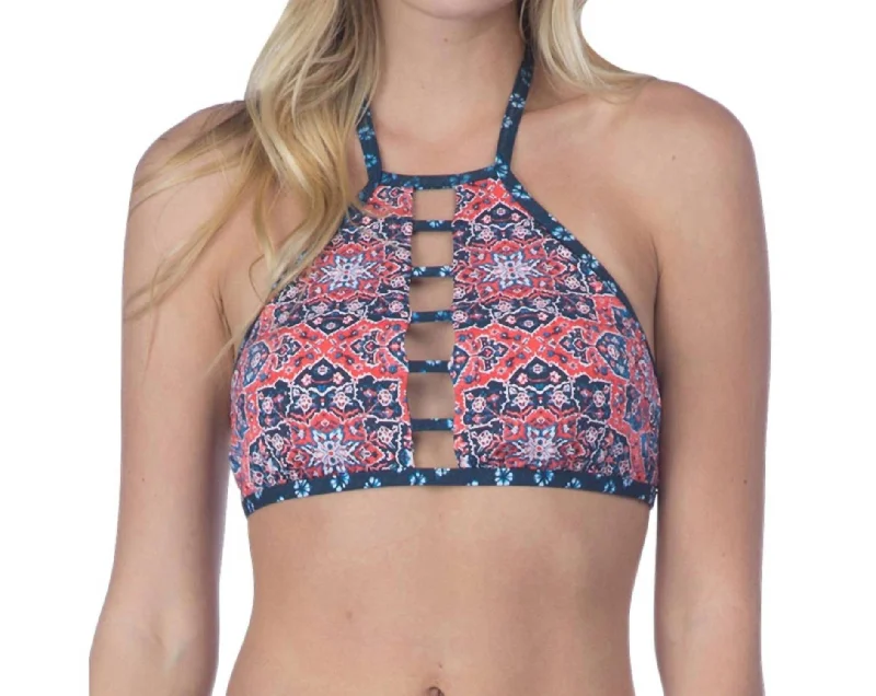 Holiday Gift Guide Sale Reversible Medallion High Neck Bikini Top In Festival