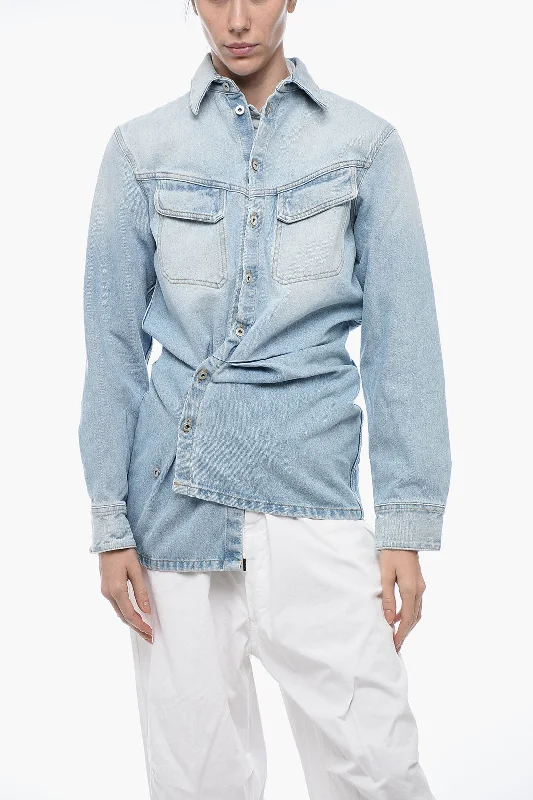 Women's Classic Attire Off-White SEASONAL Denim TOYBOX Jacket with Logo Buttons