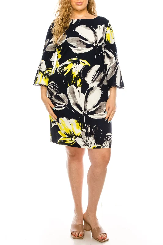 Casual Clothes For Women ILE Clothing - SCP5901BSC Quarter Bell Sleeves Floral Dress