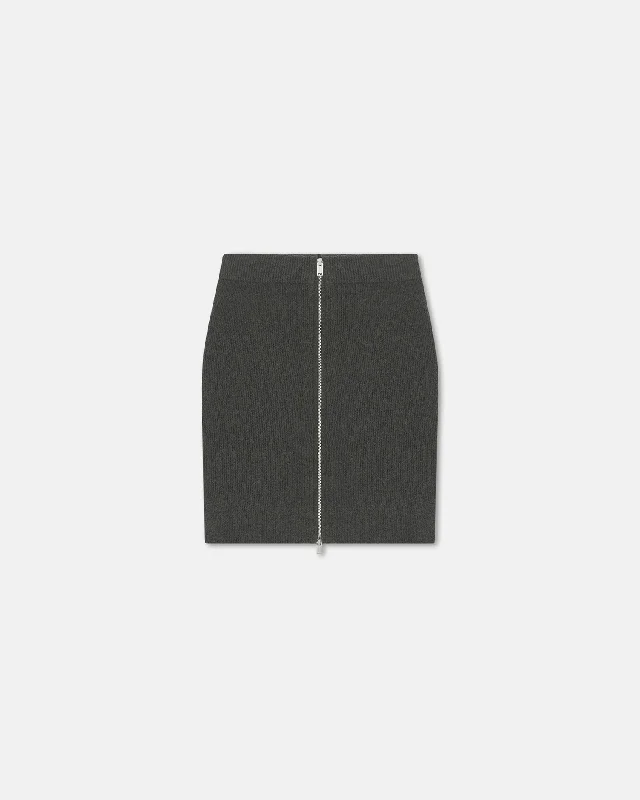 Sustainable Women's Clothes Isul - Zip-Up Terry-Knit Mini Skirt - Graphite