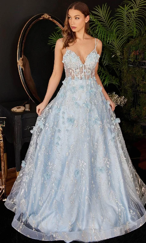 Women's Casual Clothing For Lounging Cinderella Divine CB105 - Enchanting A-Line Dress with 3D Floral Embellishments Prom Dress