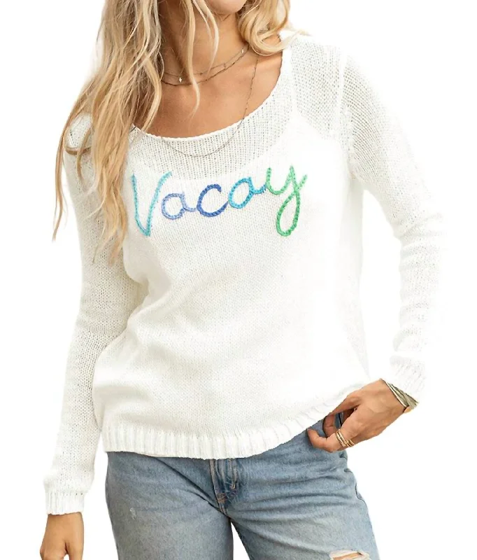 Women's Work Apparel Vacay Crew Sweater In Breaker White