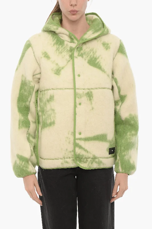 Women's Evening Garments Y-3 by Yohji Yamamoto ADIDAS Tie-Dye Effect Hooded Jacket with Cut-Out Details