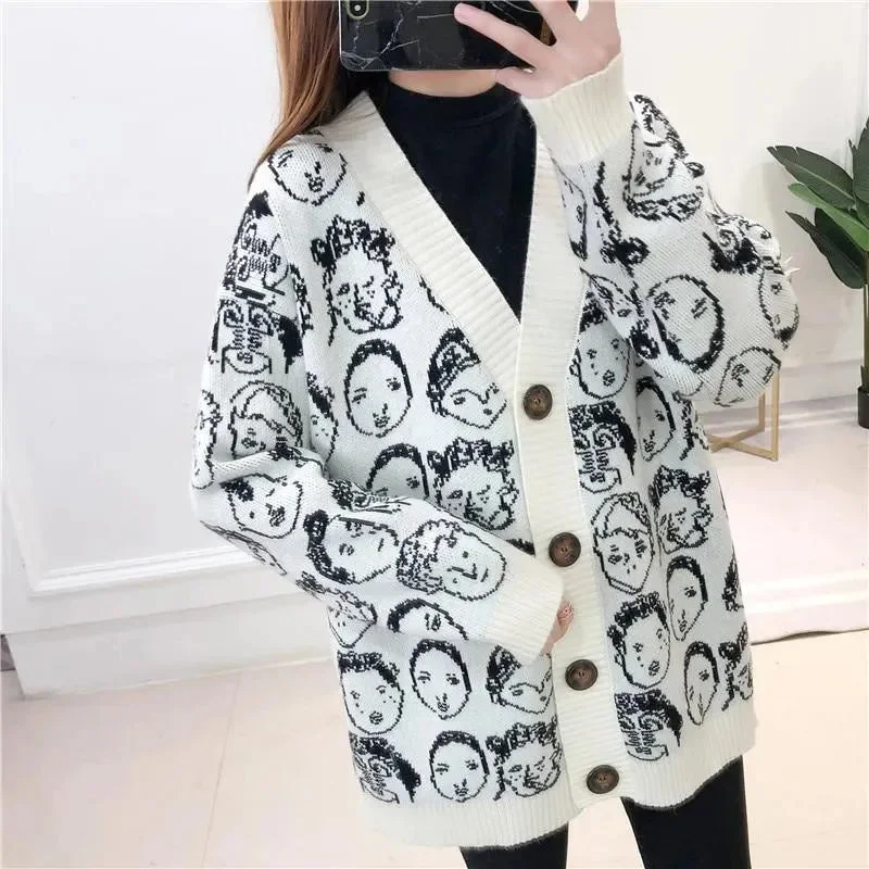 Chic Clothing For Women Comic V-Neck Cardigan Sweater For Women