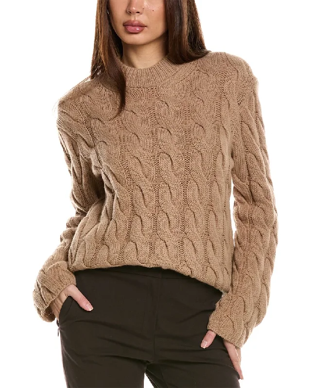 Women's Trendy Clothing Theory Mock Cable Wool & Cashmere-Blend Pullover