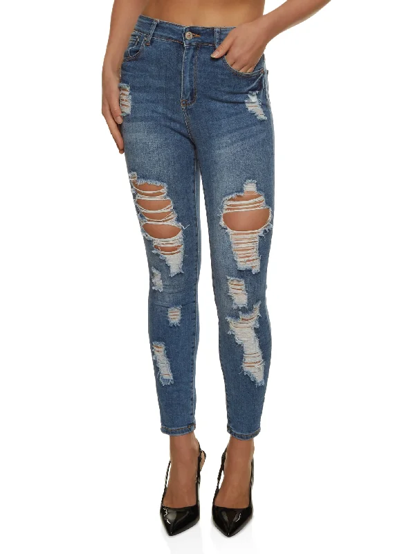 Comfortable Loungewear for Women WAX High Rise Distressed Skinny Jeans