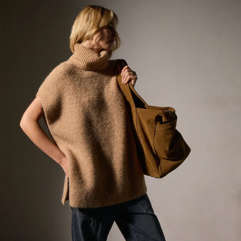 Exclusive Online Sale Waffle Knit Funnel Neck Tunic - Camel