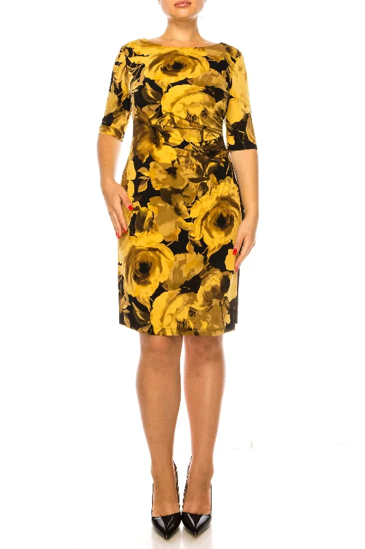 Women's Athletic Clothes Connected Apparel TJR70751 - Knee Length Floral Dress