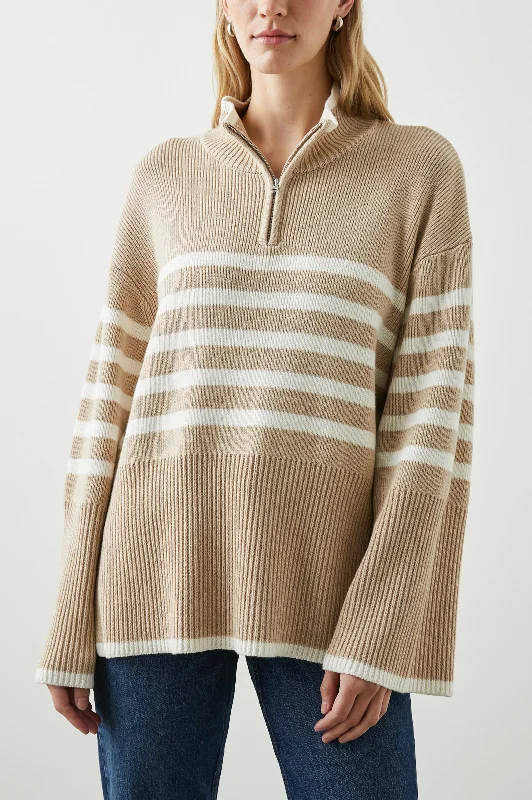 Women's Transitional Attire TESSA SWEATER - SAND STRIPE