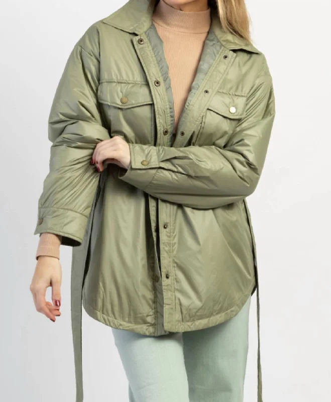 Women's Travel Outfit Set Throw Go Laurel Shirt Jacket In Green