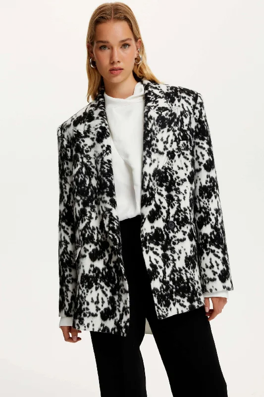 Women's Wedding Apparel Printed Double Breasted Jacket