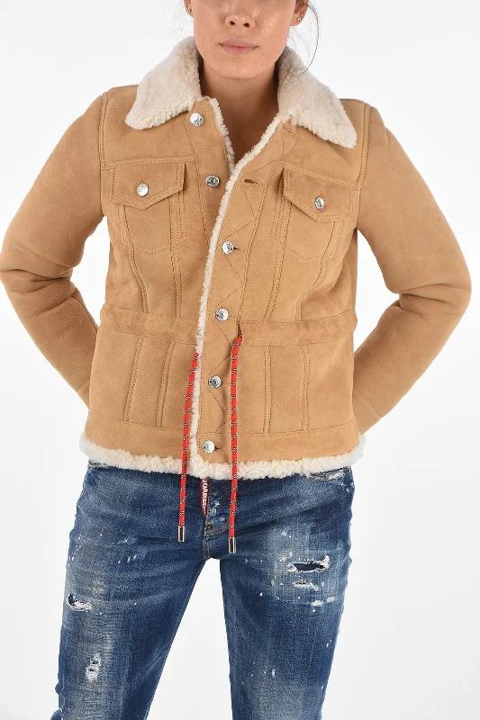 Women's Plus-Size Garments Dsquared2 Shearling Drawstring Jacket