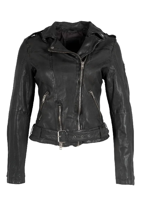 Casual Attire For Women Wild 2 Rf Leather Jacket In Dark Green