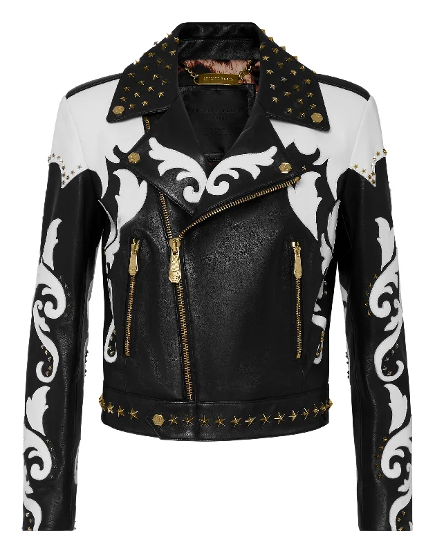 Women Clothing RODEO  INTARSIA  LEATHER BIKER