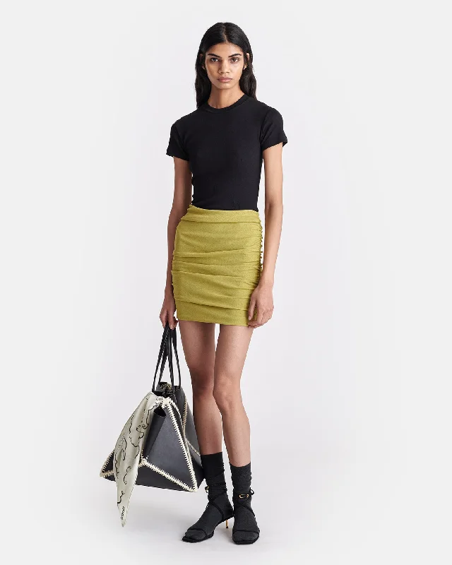 Women's Seasonal Clothing Pamyla - Draped Mesh Jersey Mini Skirt - Pistachio