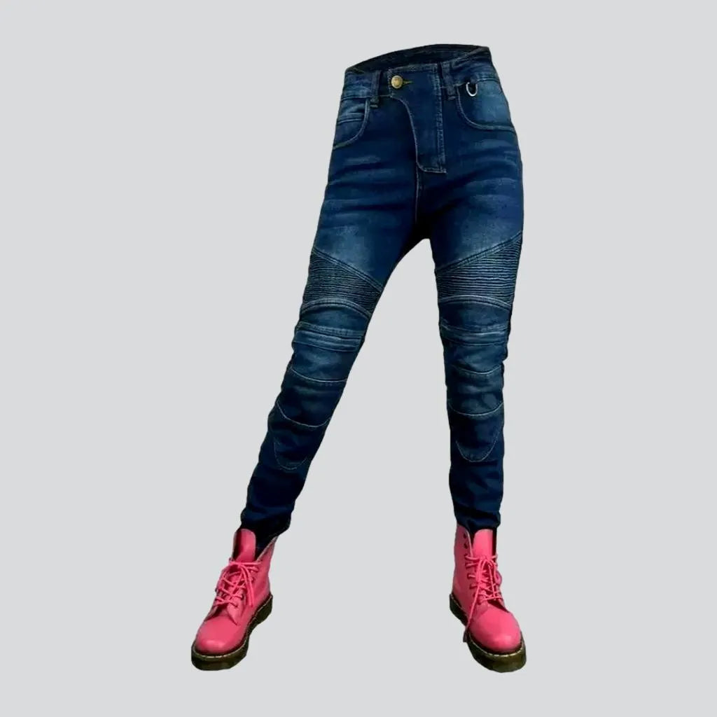 Timeless Women's Fashion Styles Slim sanded motorcycle jeans