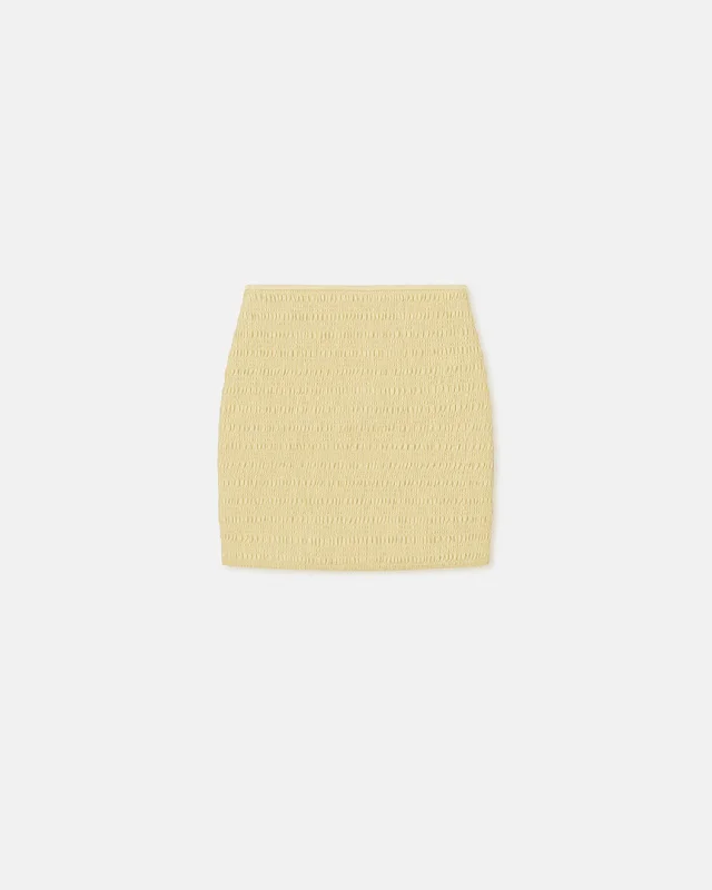 Women's Everyday Clothes Ceara - SmockedOkobor™ Alt-Leather Mini Skirt - Lemongrass