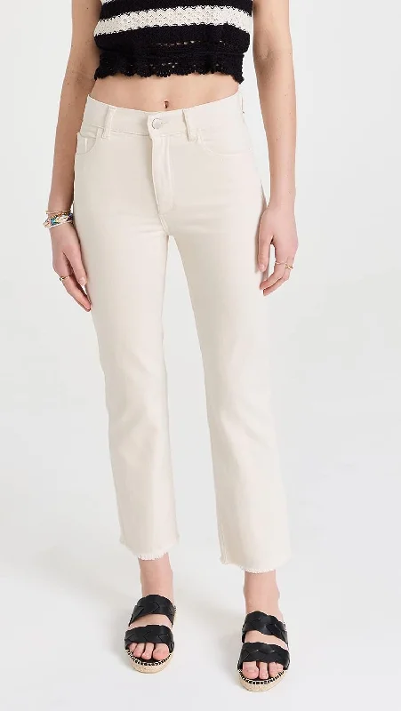 End Of Season Sale Clothing DL1961 Women Patti Straight High Rise Ankle Jeans Ecru Off White Pants