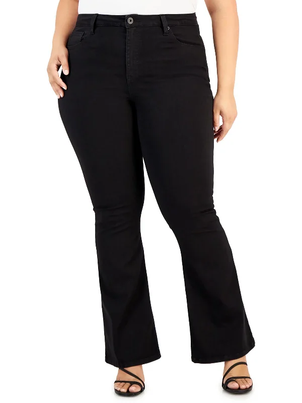 Clothes Women Plus Womens High Rise Knit Flare Jeans