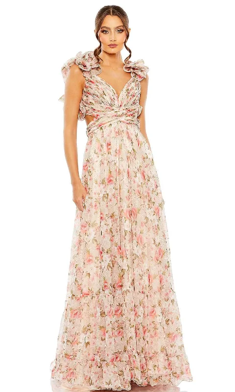 Sale Clothes Online Mac Duggal 68519 - Floral V-Neck Prom Dress