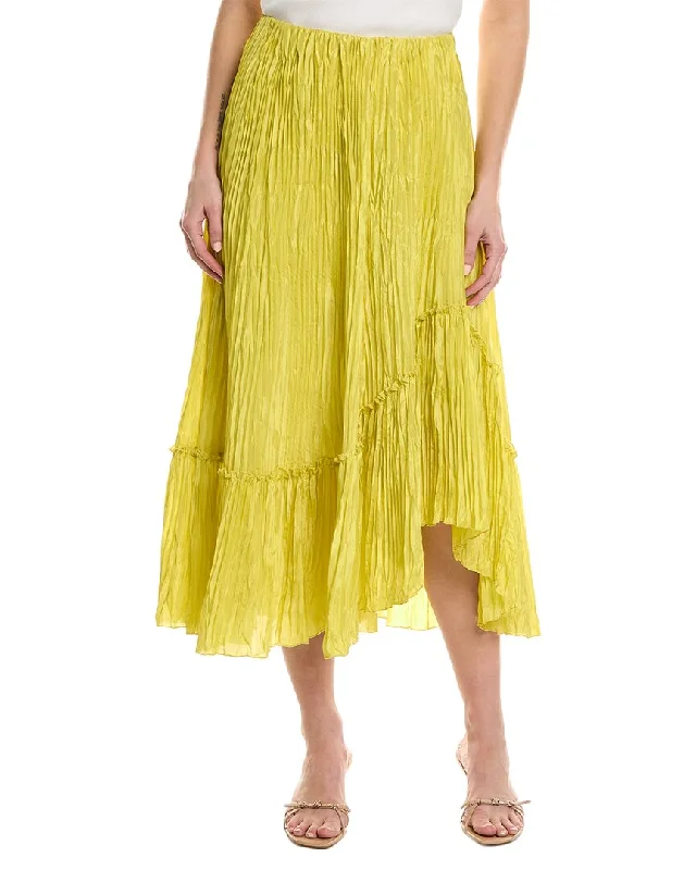 Women's Elegant Garments Vince Crushed Tiered Paneled Silk Midi Skirt