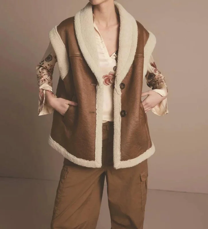 Vintage-Inspired Women's Clothes Gilet Lammy Jacket In Wood