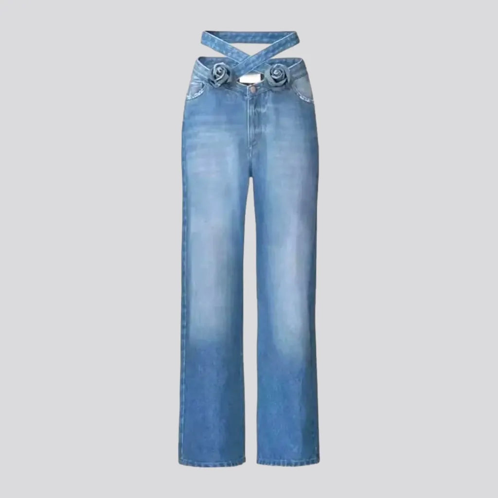 Women's Trendy Outfits Sanded women's belt-waistline jeans