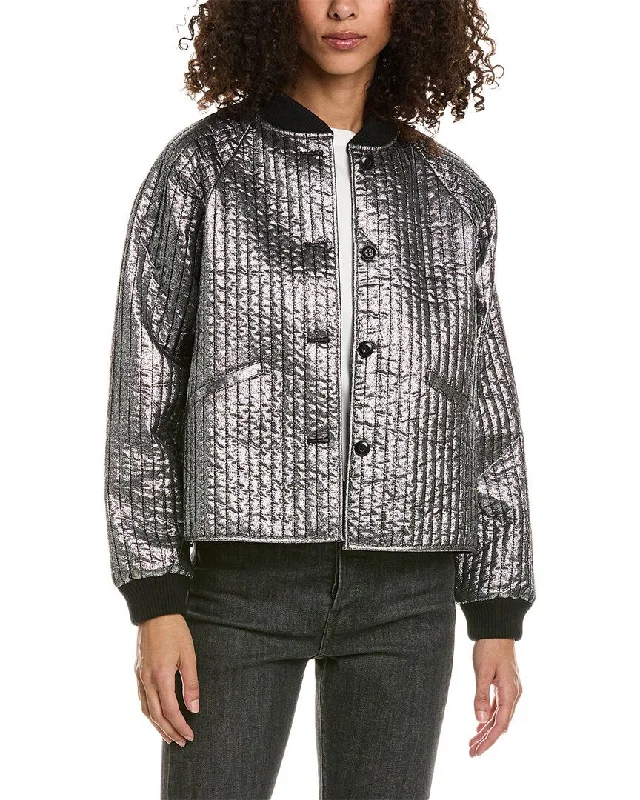 Women Online Clothing Boutiques THE GREAT The Metallic Bomber Jacket