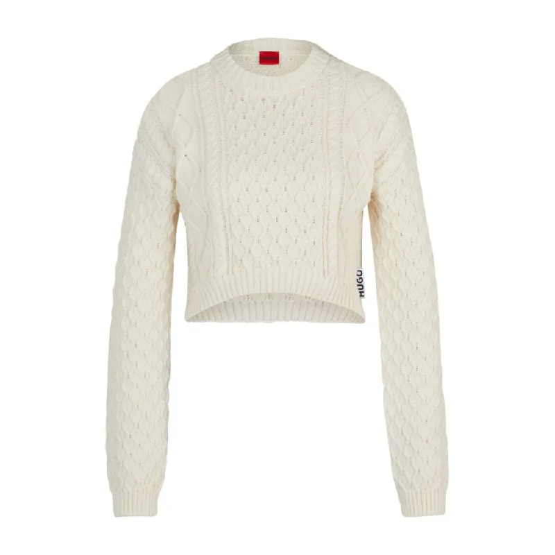 Casual Clothing For Women Cotton-blend sweater with cable-knit structure