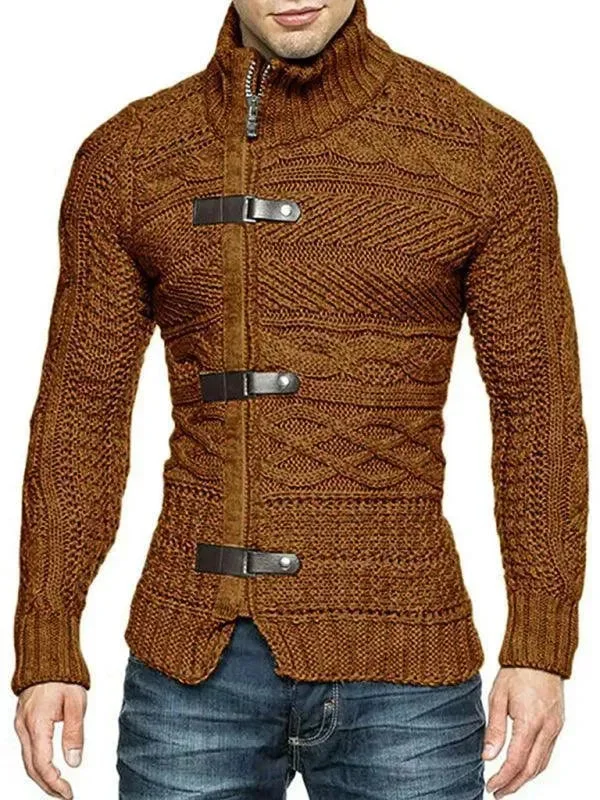 Women's Wardrobe Apparel Side Buckle Men Cardigan Sweater