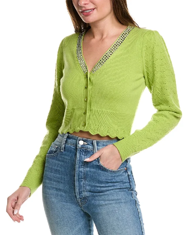 Women's Clothes For Work Events LoveShackFancy Brynner Wool & Cashmere-Blend Crop Cardigan