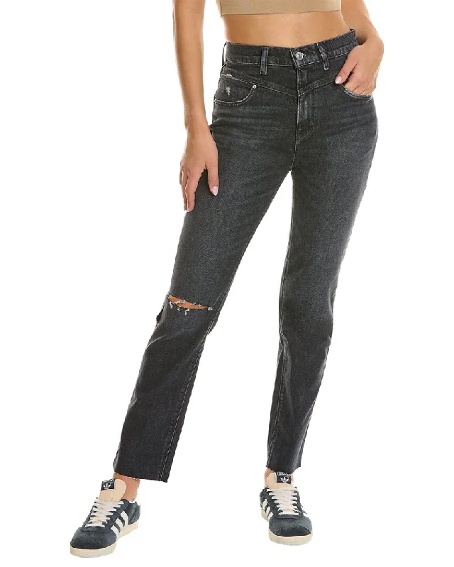 Women's Comfortable Lounge Garments HUDSON Jeans Holly Washed Black High-Rise Straight Jean