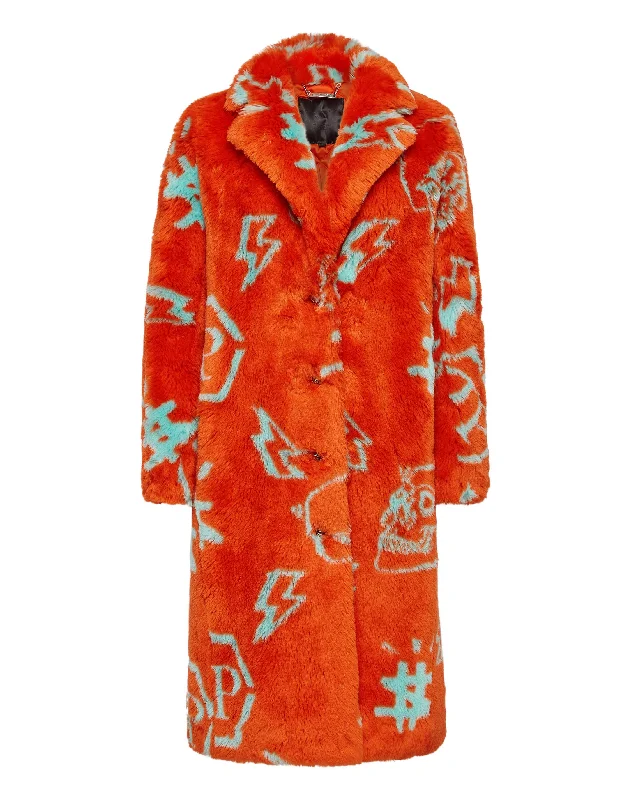 Clothing Online Eco fur Long Coat Monogram